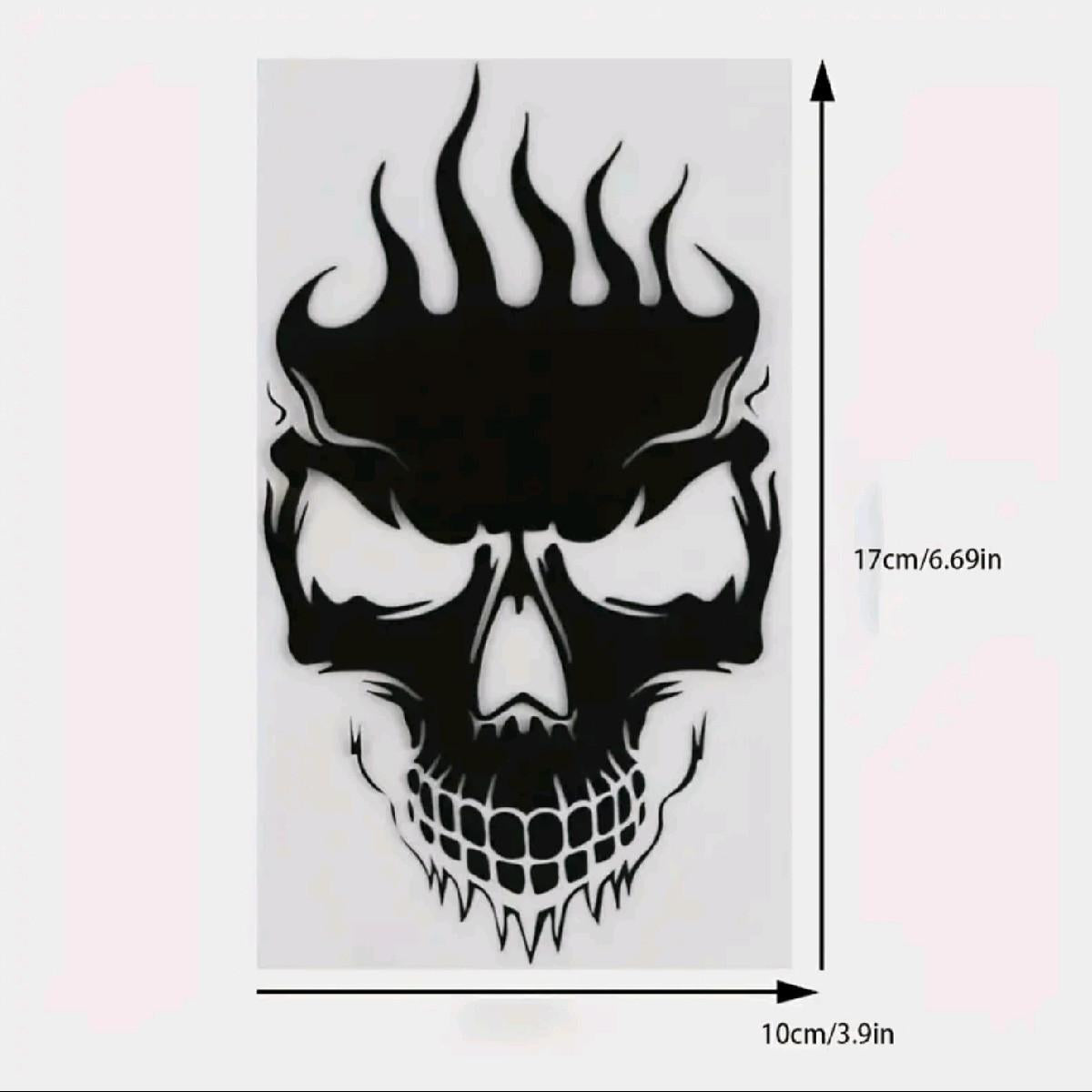 Fire Skull Holographic Laser car Truck Window Decal. Evil Decal 6.5x4 inches