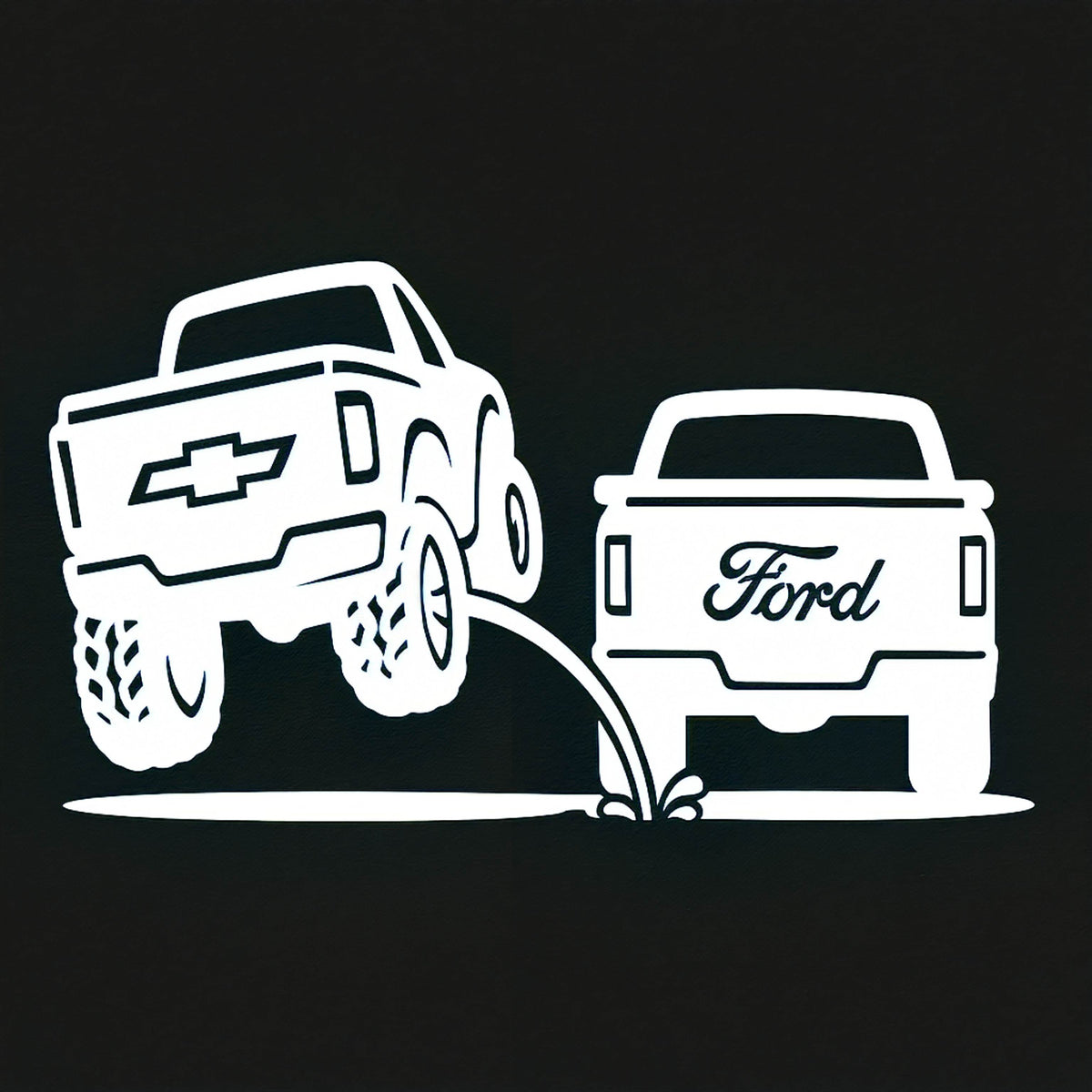 New design Chevy pee on Ford decal | Truck rivals | rear window decals | Silverado