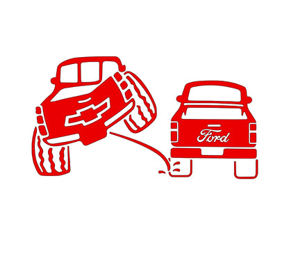 Chevy pee on Ford decal | Truck rivals | rear window decals | Silverado