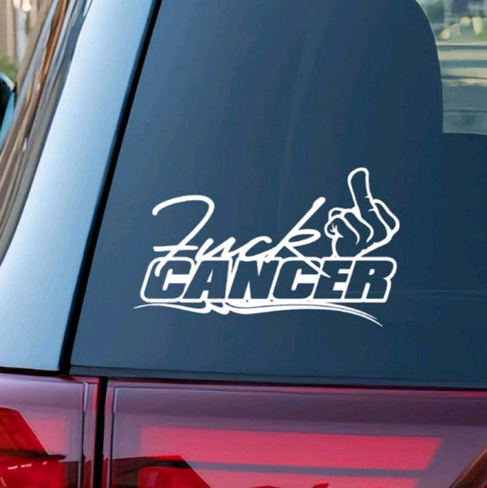 F Cancer 8x5 Inch Decal - "Fuck Cancer" Sticker for Car, Truck, Window, and Bumper - Customizable Design vinyl