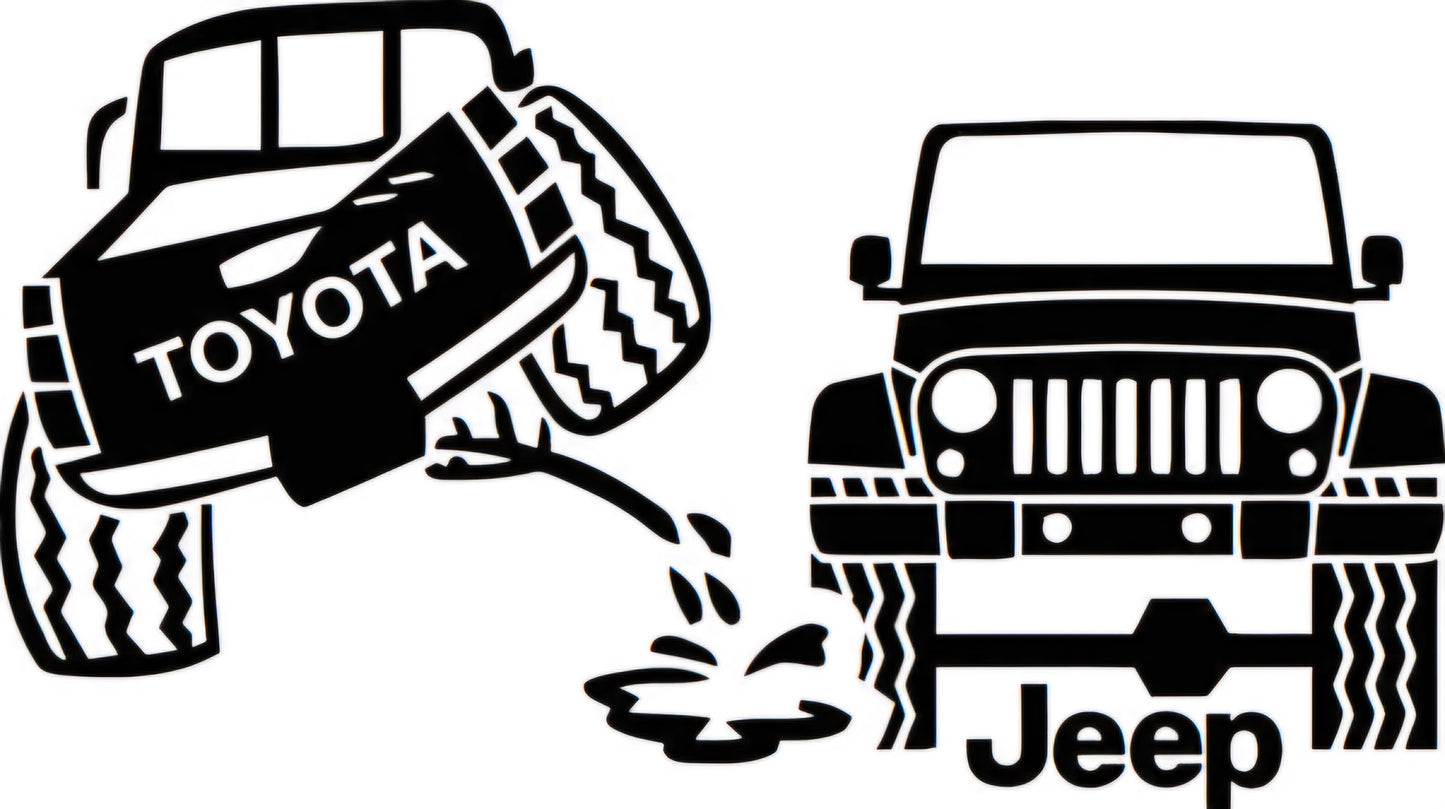 Truck Rivals Decal - Classic Pee on Design | Rear Window Decals | 8x4 Inches | Customizable Colors & Clear Transfer Tape Application