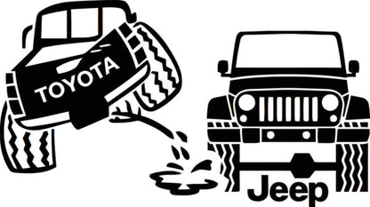 Truck Rivals Decal - Classic Pee on Design | Rear Window Decals | 8x4 Inches | Customizable Colors & Clear Transfer Tape Application