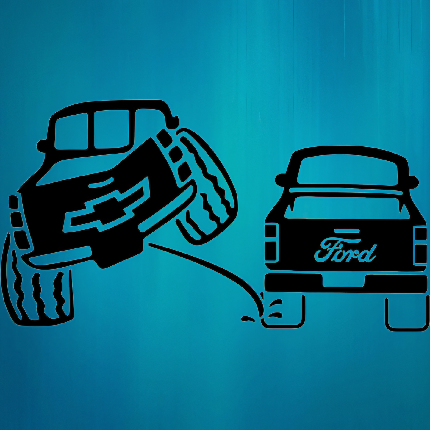 Truck Rivals Decal - Classic Pee on Design | Rear Window Decals | 8x4 Inches | Customizable Colors & Clear Transfer Tape Application