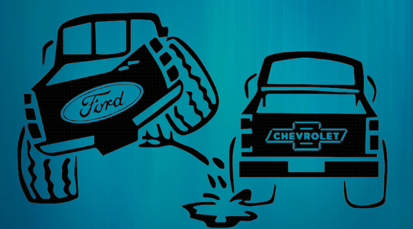 Truck Rivals Decal - Classic Pee on Design | Rear Window Decals | 8x4 Inches | Customizable Colors & Clear Transfer Tape Application