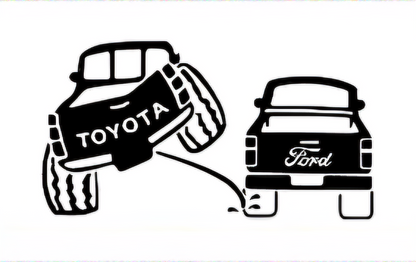 Truck Rivals Decal - Classic Pee on Design | Rear Window Decals | 8x4 Inches | Customizable Colors & Clear Transfer Tape Application