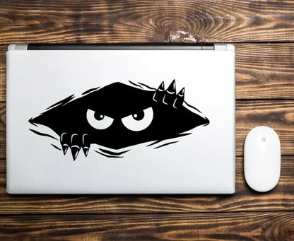 Black Monster Peeker Car Sticker Decal - Dent Cover Up, Laptops, Unique Features