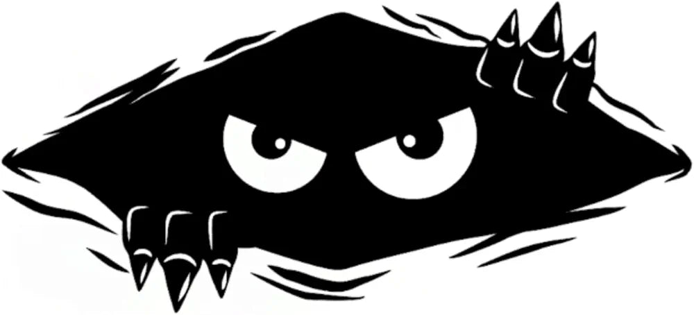 Black Monster Peeker Car Sticker Decal - Dent Cover Up, Laptops, Unique Features
