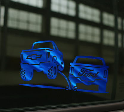 New design Chevy pee on Ford decal | Truck rivals | rear window decals | Silverado