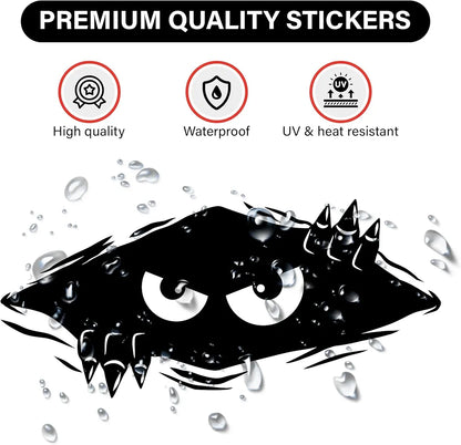 Black Monster Peeker Car Sticker Decal - Dent Cover Up, Laptops, Unique Features