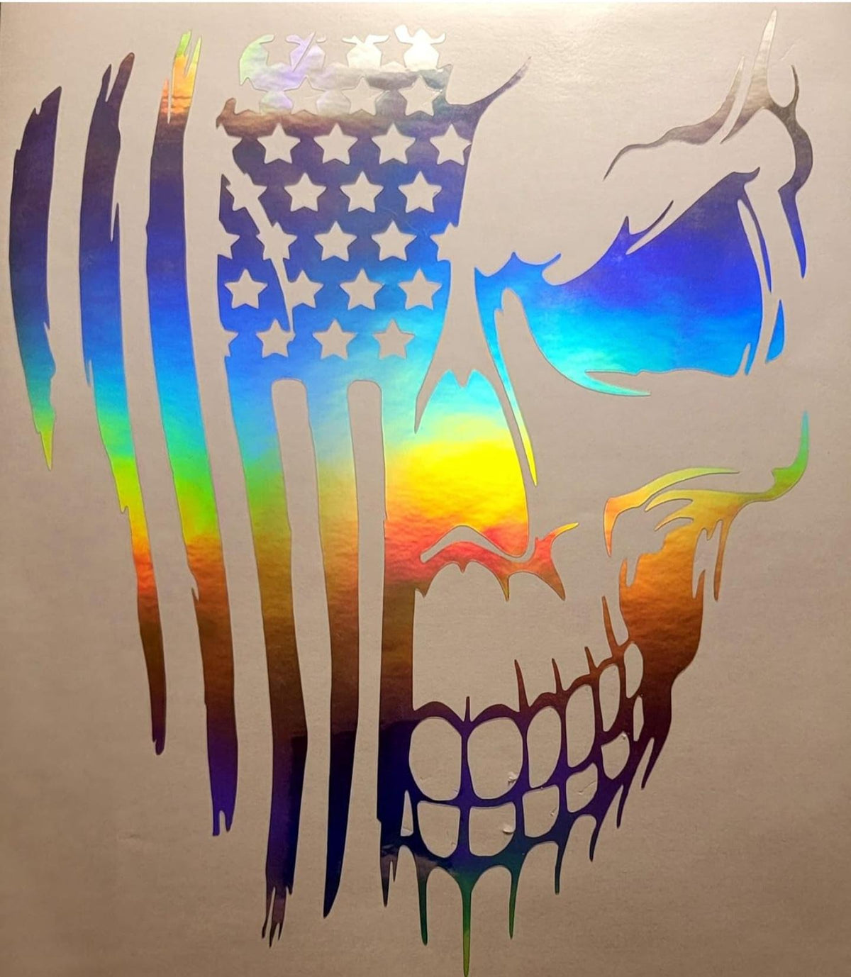 Distressed American Flag Skull Vinyl Decal, Patriotic Decorative Car Sticker, Fade Resistant Long Wearing Accessory for 