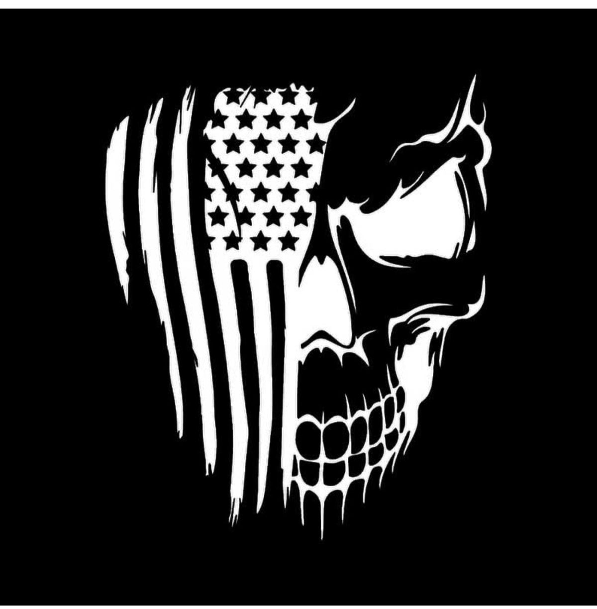 Distressed American Flag Skull Vinyl Decal, Patriotic Decorative Car Sticker, Fade Resistant Long Wearing Accessory for 