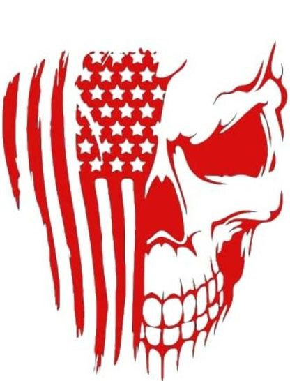 Distressed American Flag Skull Vinyl Decal, Patriotic Decorative Car Sticker, Fade Resistant Long Wearing Accessory for 