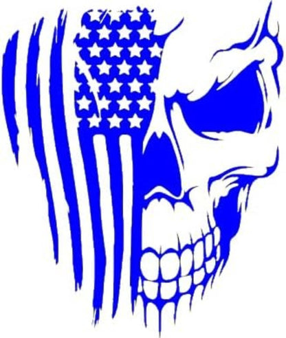 Distressed American Flag Skull Vinyl Decal, Patriotic Decorative Car Sticker, Fade Resistant Long Wearing Accessory for 