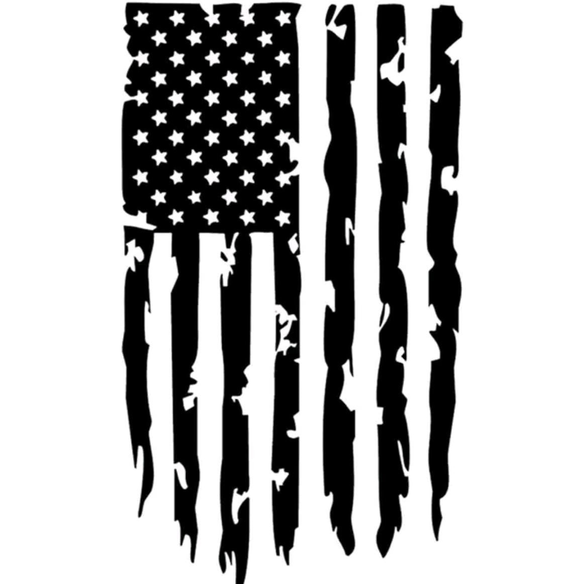 Distressed American USA US Flag Truck Tailgate Vinyl Decal  - Graphic Car, Tailgate Stickers (12" x 20", Black)