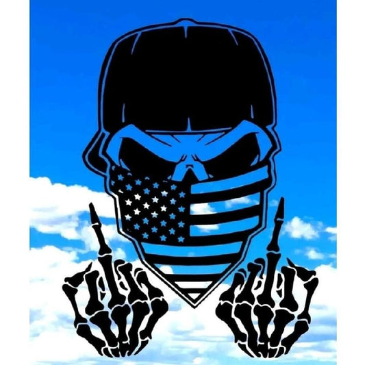 American Flag Skull Middle Finger | Vinyl Decal | Premium Quality Vinyl | Patriotic | Multiple and Colors