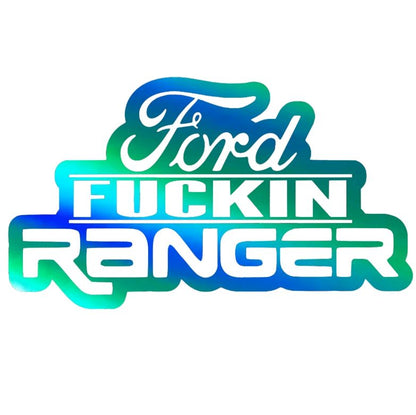 Fuckin Ranger Taffr Meme Decal for Truck Window or Tailgate - Holographic Silver & Chrome Vinyl Sticker for Stylish Car 