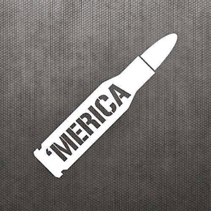 Merica .50 cal bullet decal for truck, gun safe, ammo can. 2 sizes,