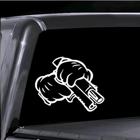 Mickey hands and gun decal sticker multiple colors