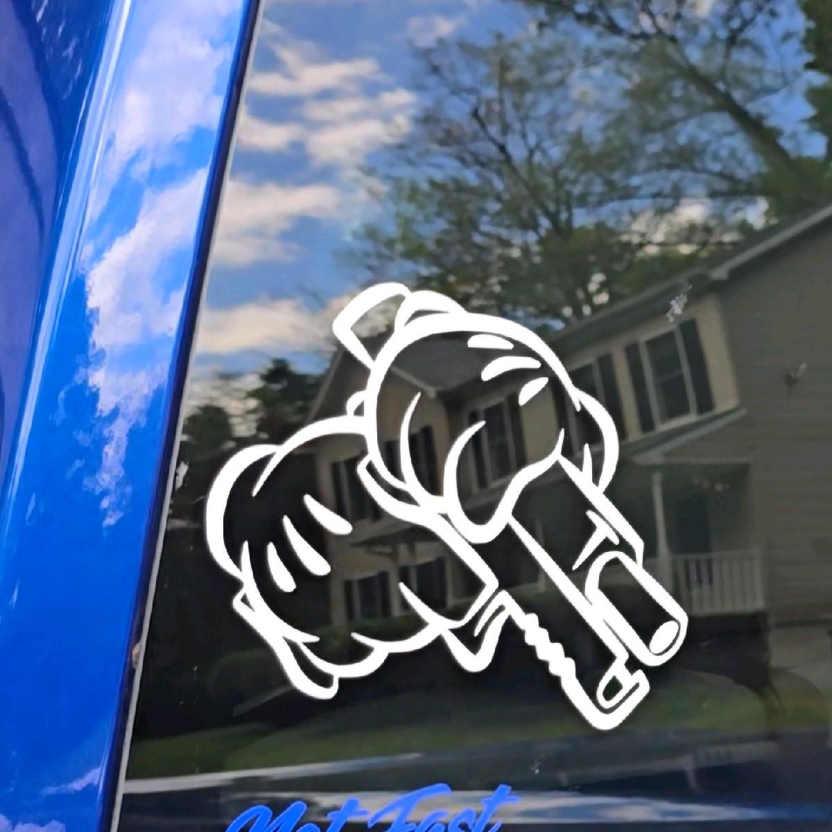 Mickey hands and gun decal sticker multiple colors