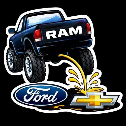 Dodge Ram Pee On Ford Chevy Truck Decal 8x7 Inches Waterproof UV Resistant Clear Transfer Tape Sticker Multiple Colors