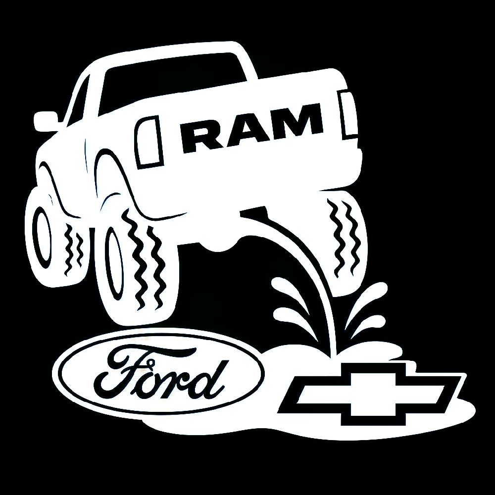 Dodge Ram Pee On Ford Chevy Truck Decal 8x7 Inches Waterproof UV Resistant Clear Transfer Tape Sticker Multiple Colors