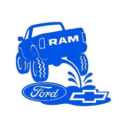 Dodge Ram Pee On Ford Chevy Truck Decal 8x7 Inches Waterproof UV Resistant Clear Transfer Tape Sticker Multiple Colors