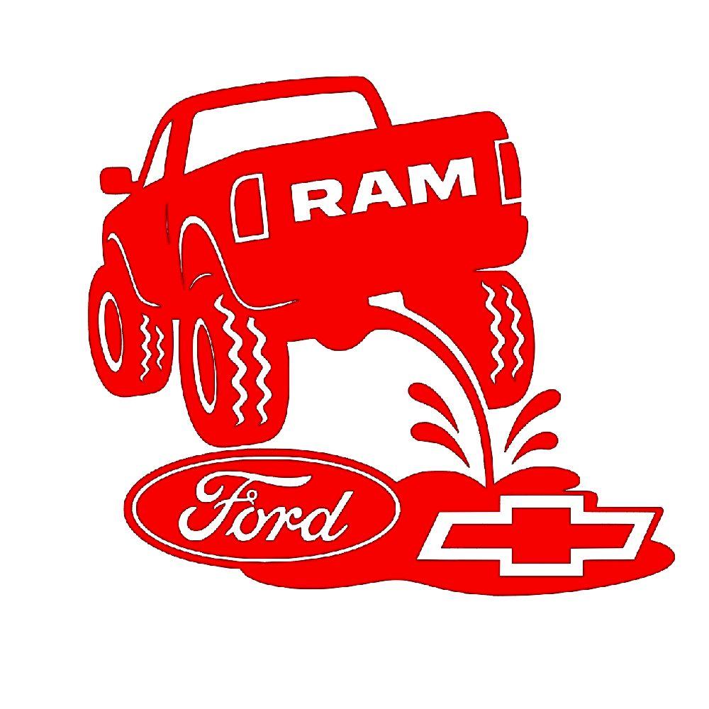Dodge Ram Pee On Ford Chevy Truck Decal 8x7 Inches Waterproof UV Resistant Clear Transfer Tape Sticker Multiple Colors