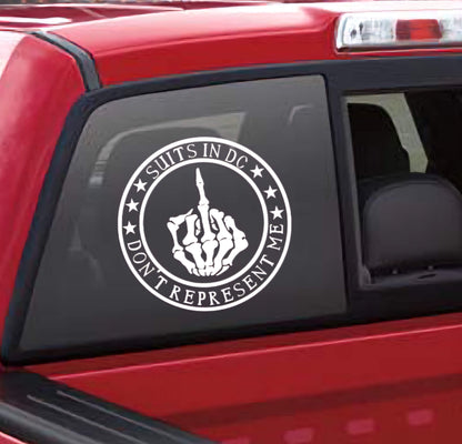 Suits in dc don't represent me car, truck, wall, window, or toolbox decal car decal Truck Decals Vehicle Exterior Decora