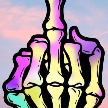 Skeleton Middle Finger UV-DTF Sticker, Waterproof and UV Resistant, 5x3 Inches funny hard car stickers window truck car 