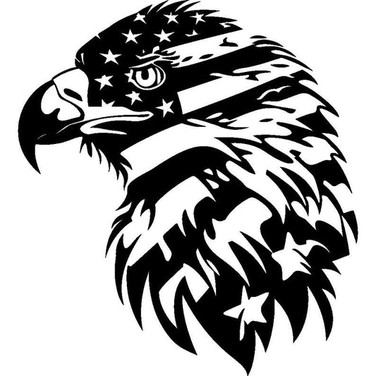 Eagle Car Stickers with American Flag - Small & Large, Multiple Colors, Black, Red, Blue, Green, White Design vinyl Vehi