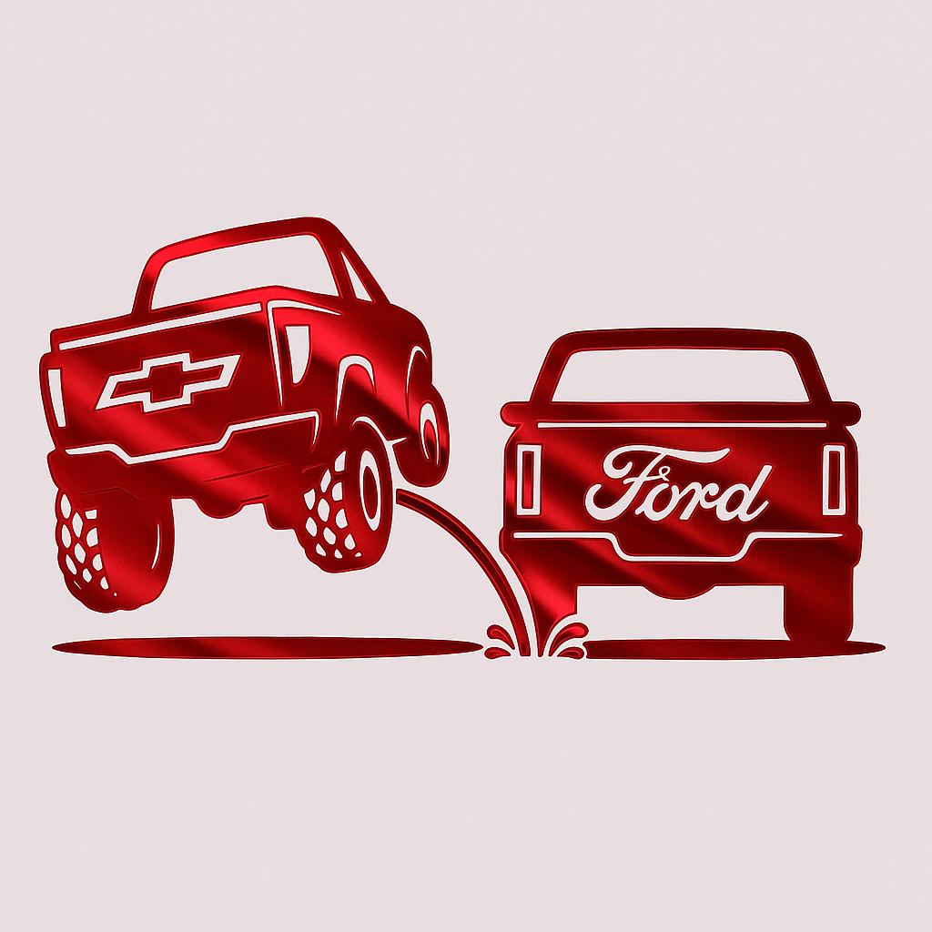 New design Chevy pee on Ford decal | Truck rivals | rear window decals | Silverado