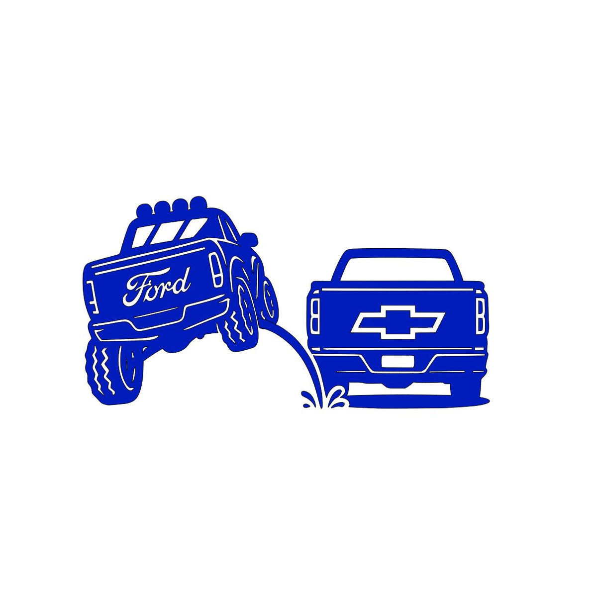 Ford Pee on Chevy Vinyl Decal 8x4.5 Inches Clear Transfer Tape Funny Bumper Sticker for F150 F250 F350 Lariat Vehicle Ex