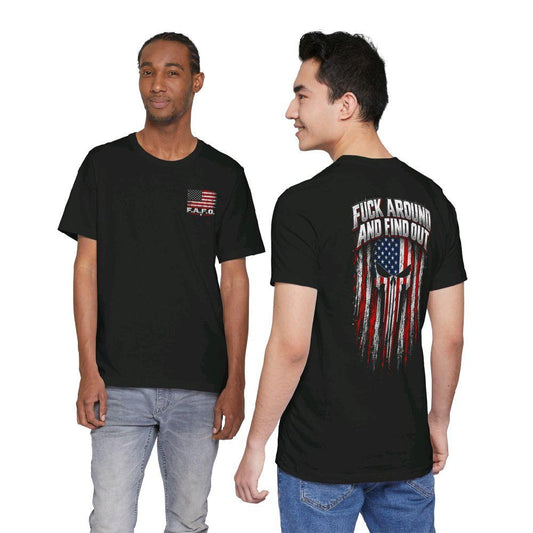 Fuck Around And Find Out skull American flag T-Shirt | Punisher style tee